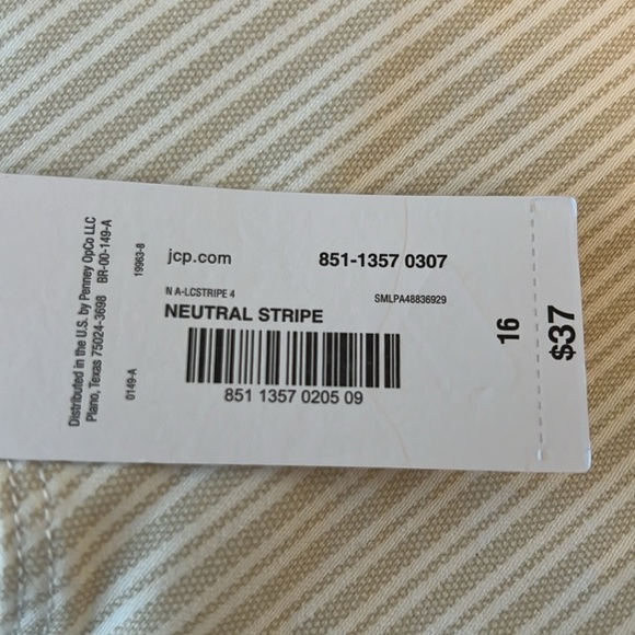 NWT Liz, Claiborne Amber, comfort stretch, neutral stripe shorts, size 16 - Picture 9 of 10